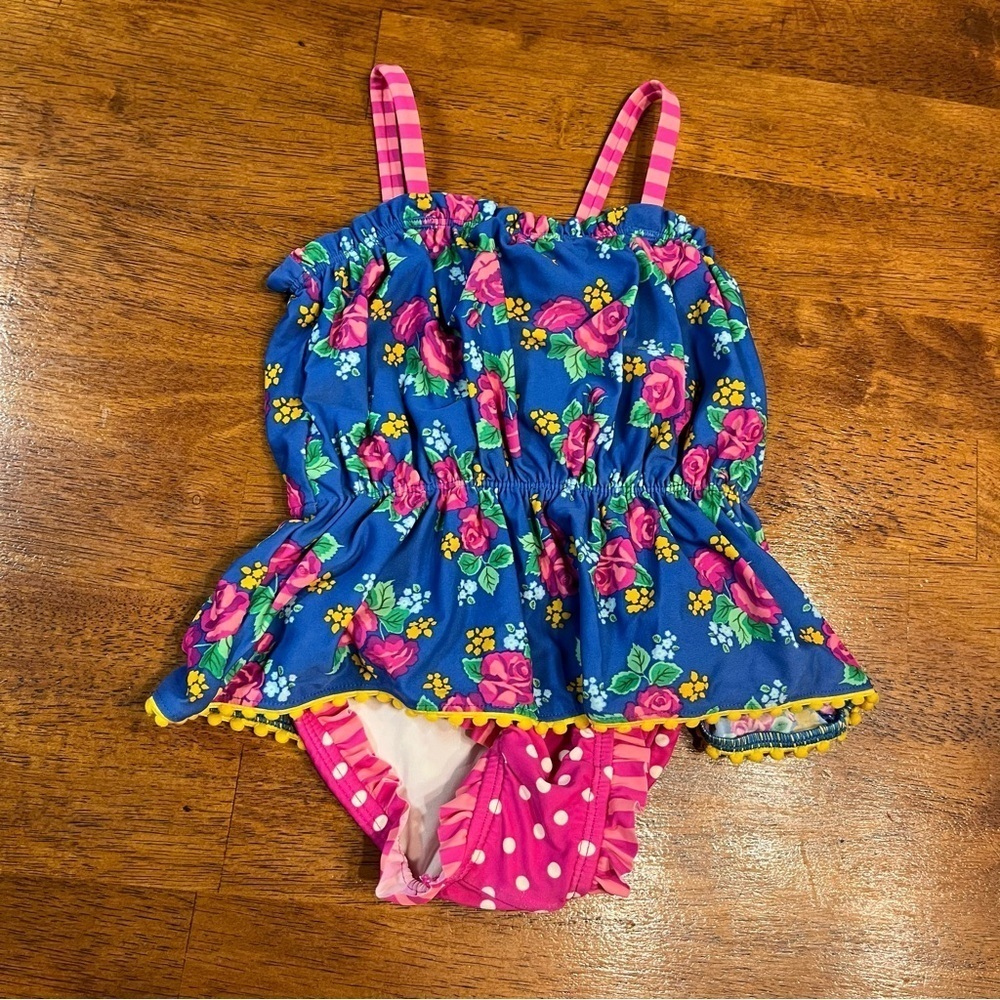 Matilda Jane blue pink floral one piece swim suit size 12-18 months